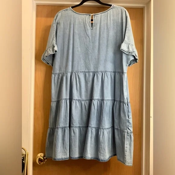 Amazon Denim Light Wash Tiered Baby Doll Mini Size-X-Large. Soft Girl - Picture 4 of 4